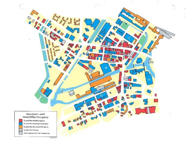 Map of downtown properties, Lowell City DPD